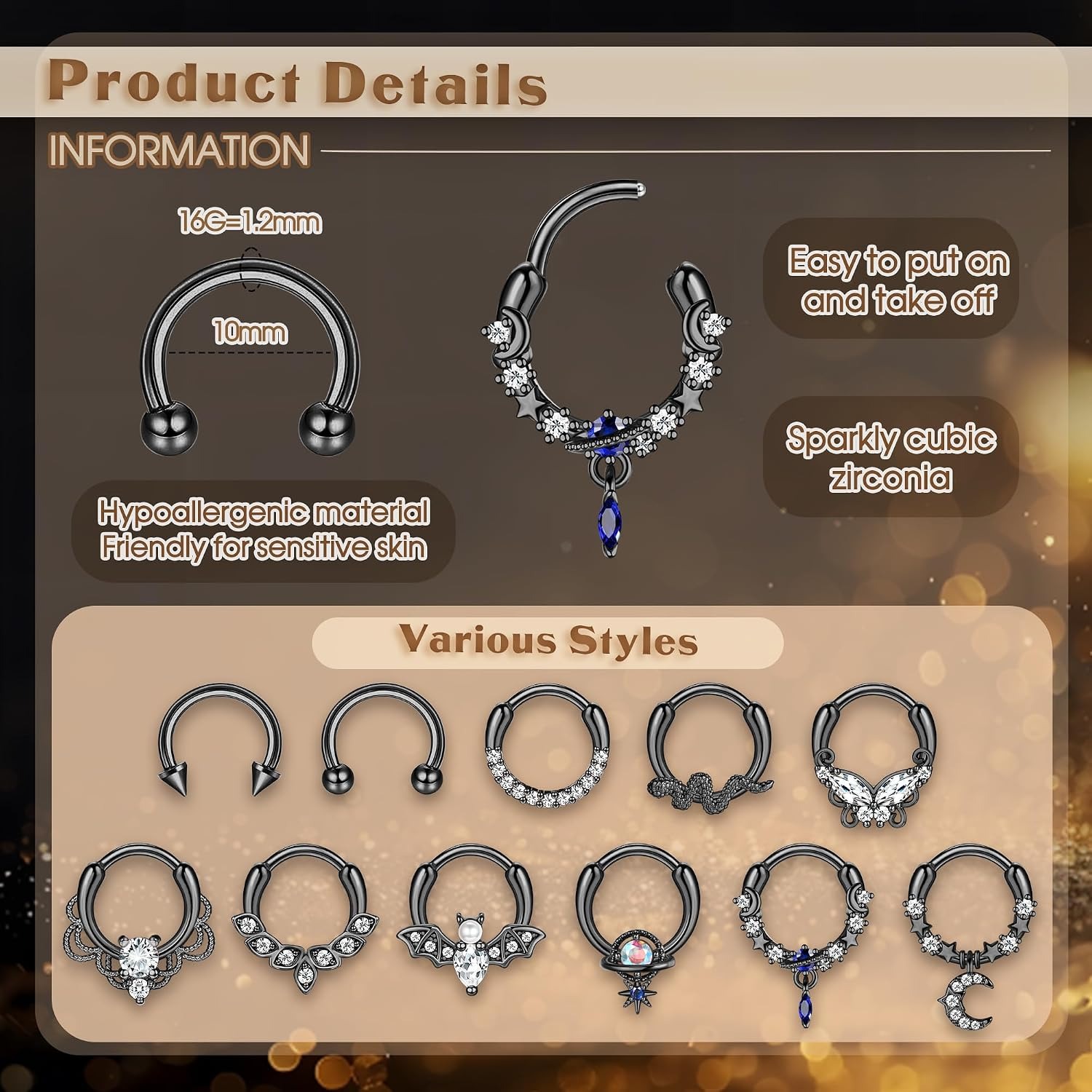 FASACCO Septum Rings Septum Pi - Body Jewelry For Sensitive Skin review and price
