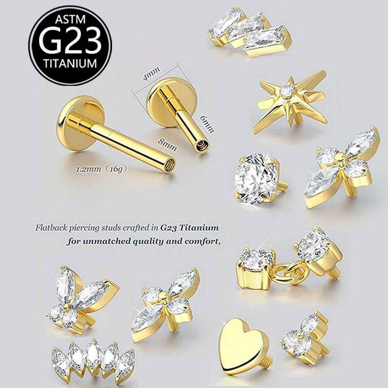 2pcs F136 G23 Titanium Cartila - Body Jewelry Threadless review and price
