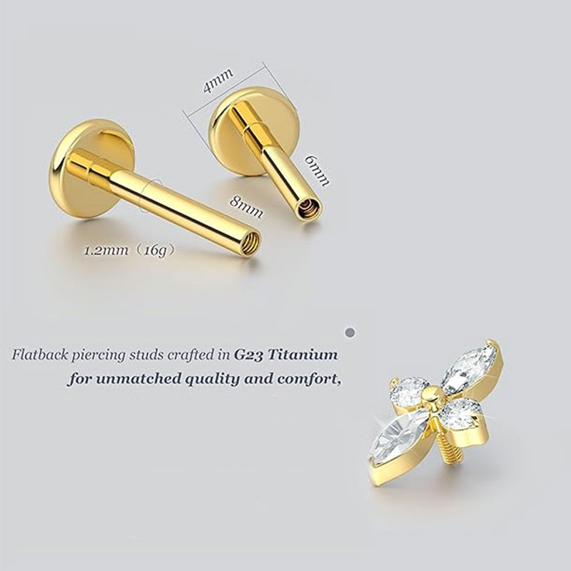 2pcs F136 G23 Titanium Cartila - Body Jewelry Threadless review and price