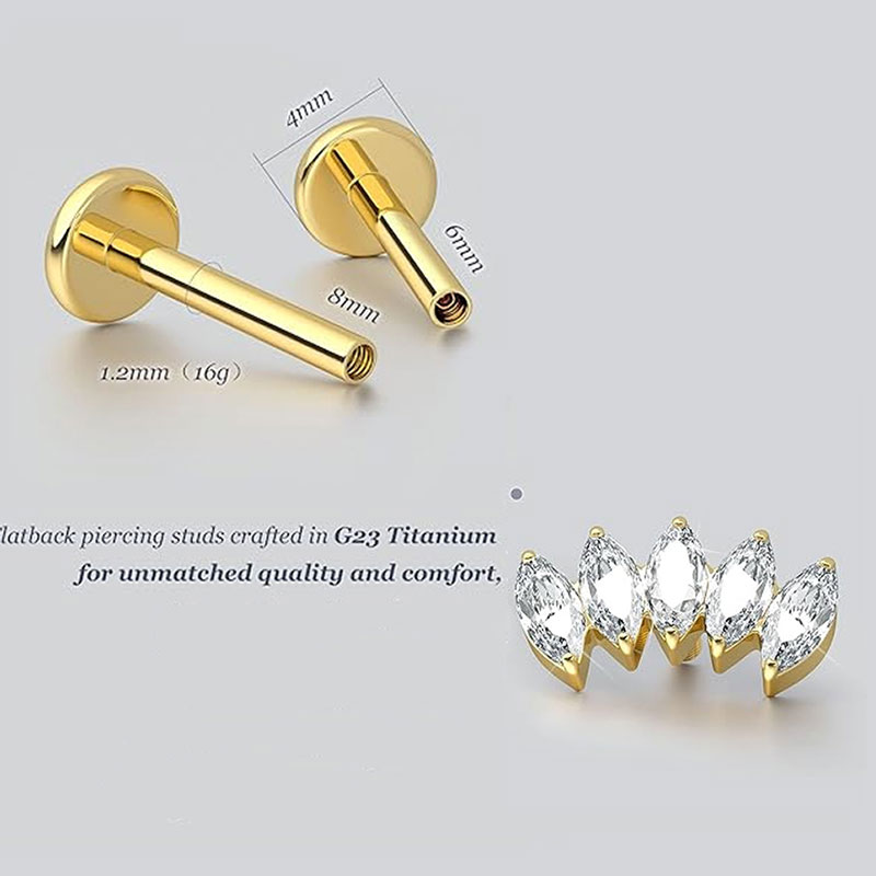 2pcs F136 G23 Titanium Cartila - Body Jewelry Threadless review and price