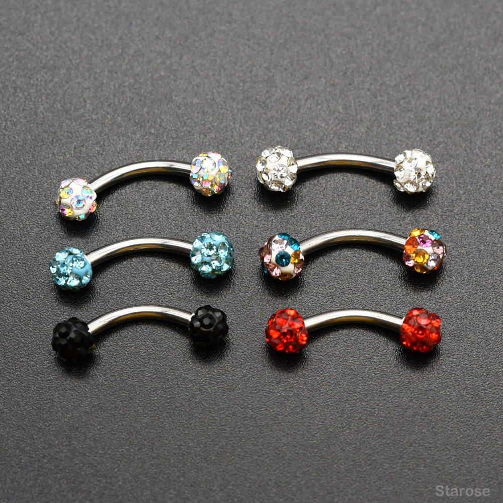 2Pcs 4mm Crystal Ball Curved B - Nipple Bar Curved review and price