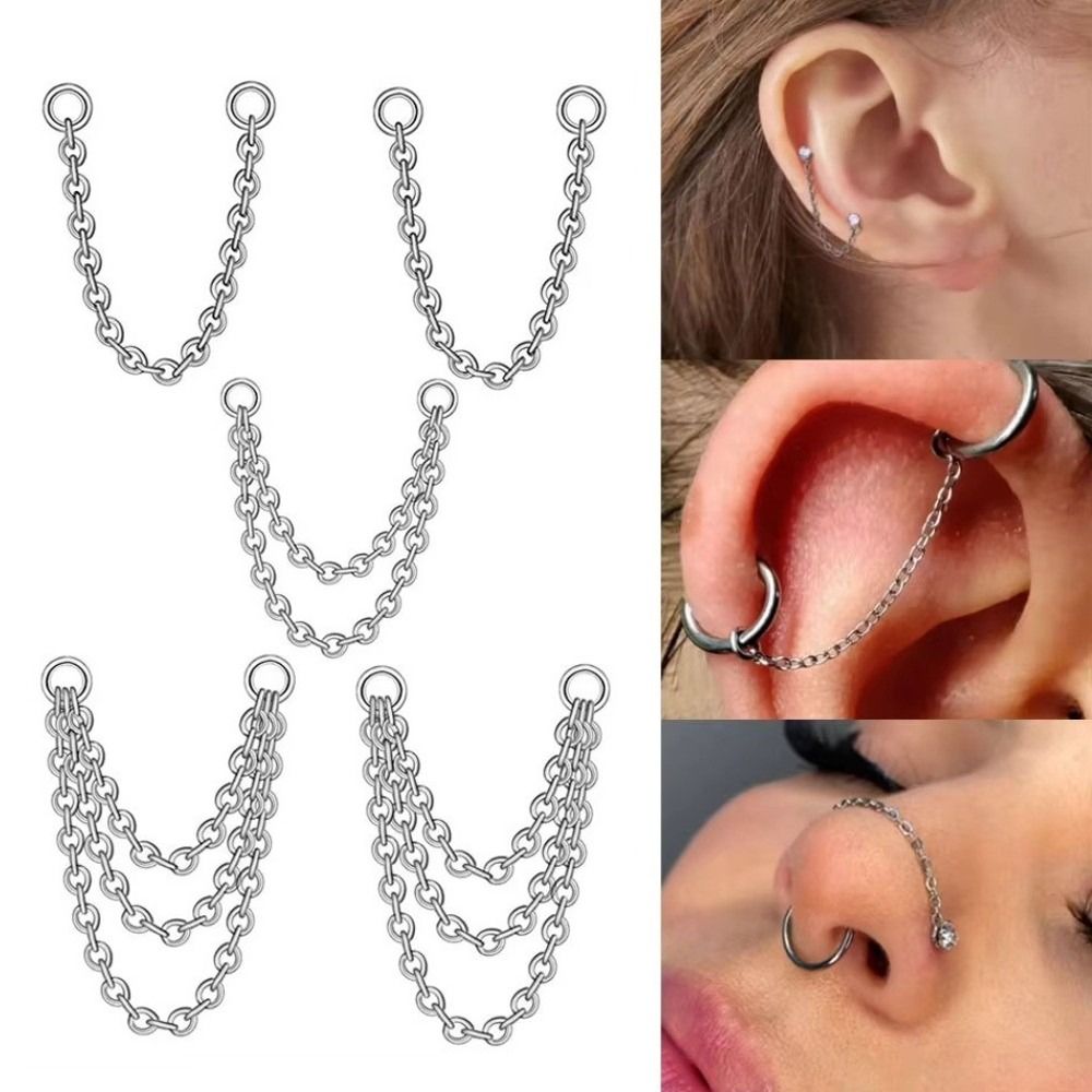 Titanium Nose Chain Three Laye - Body Jewelry Titanium review and price