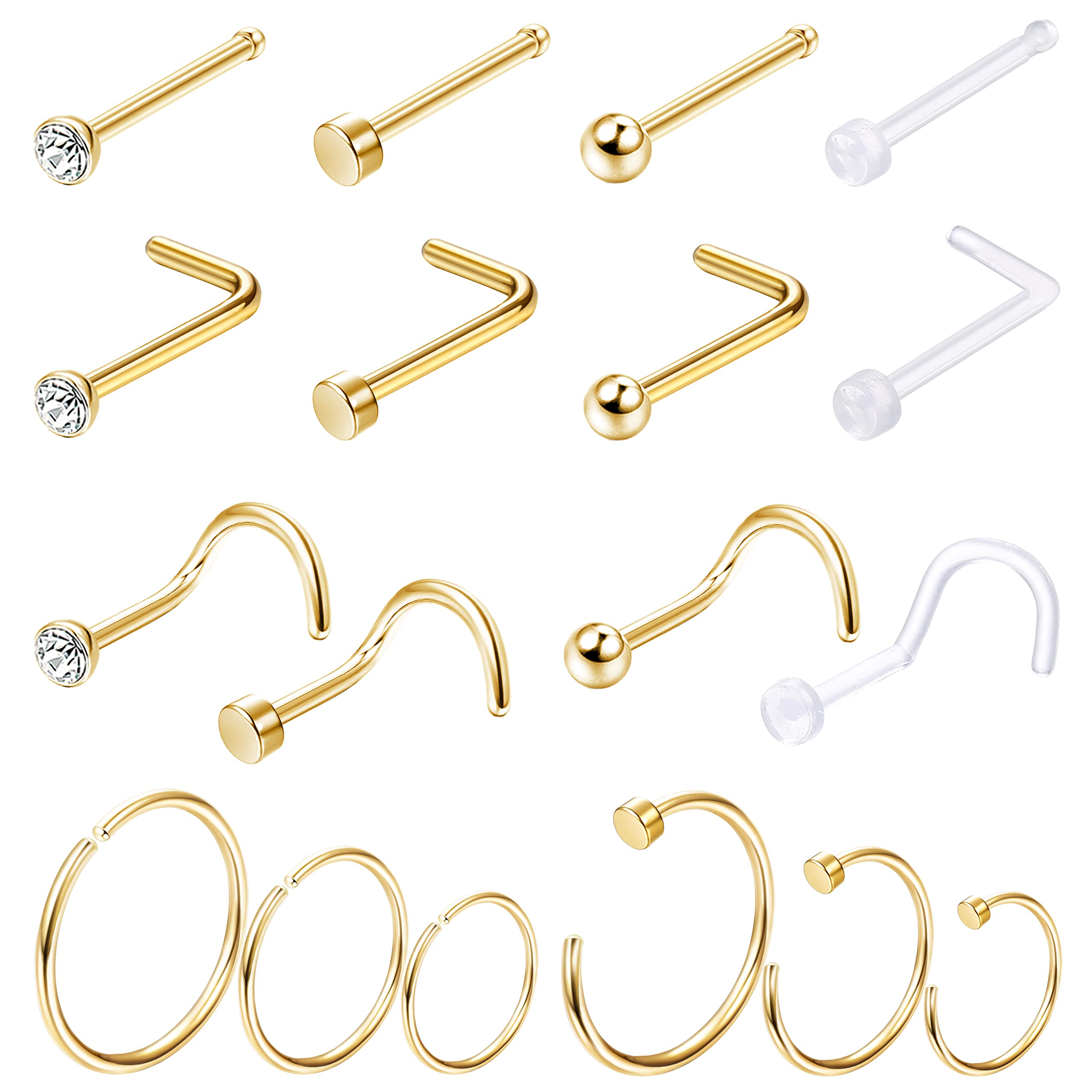 1PCS/18PCS Hypoallergenic Nose - Body Jewelry For Sensitive Skin review and price