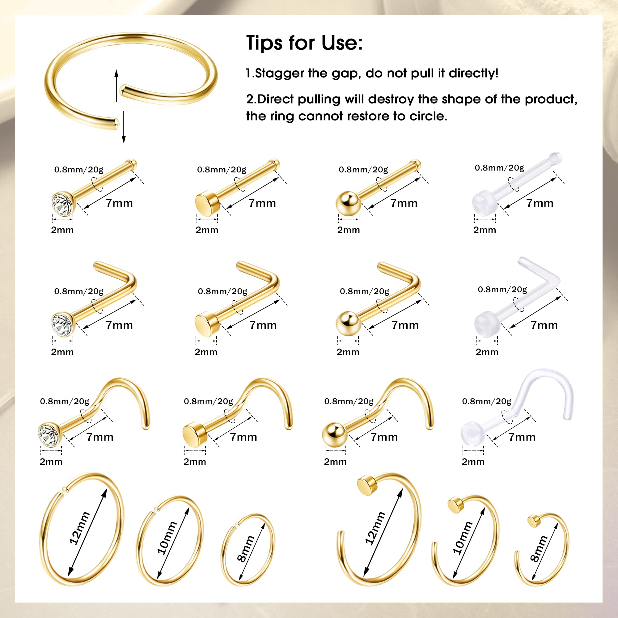 1PCS/18PCS Hypoallergenic Nose - Body Jewelry For Sensitive Skin review and price