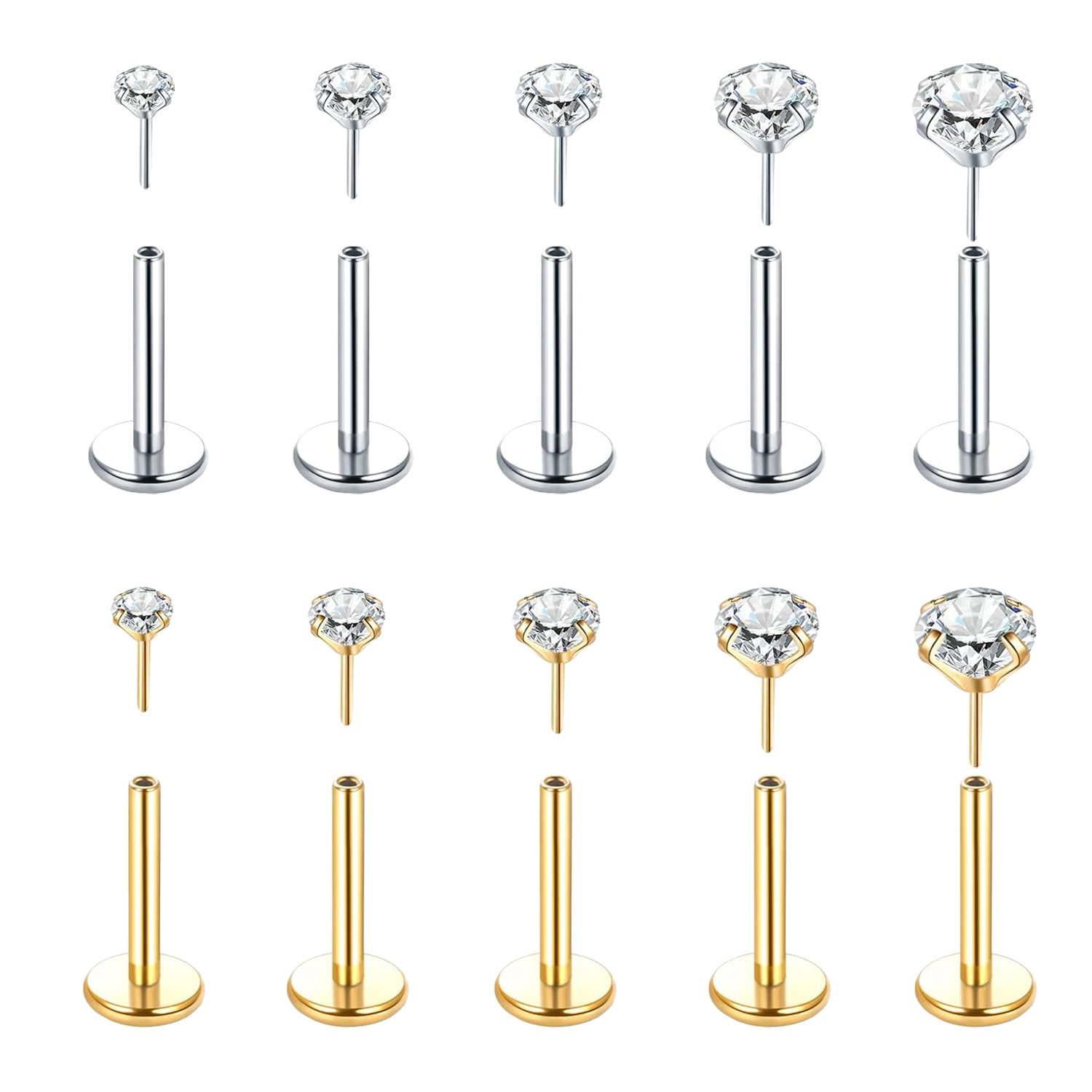 5Pcs Threadless Push In Ear No - Body Jewelry Threadless review and price