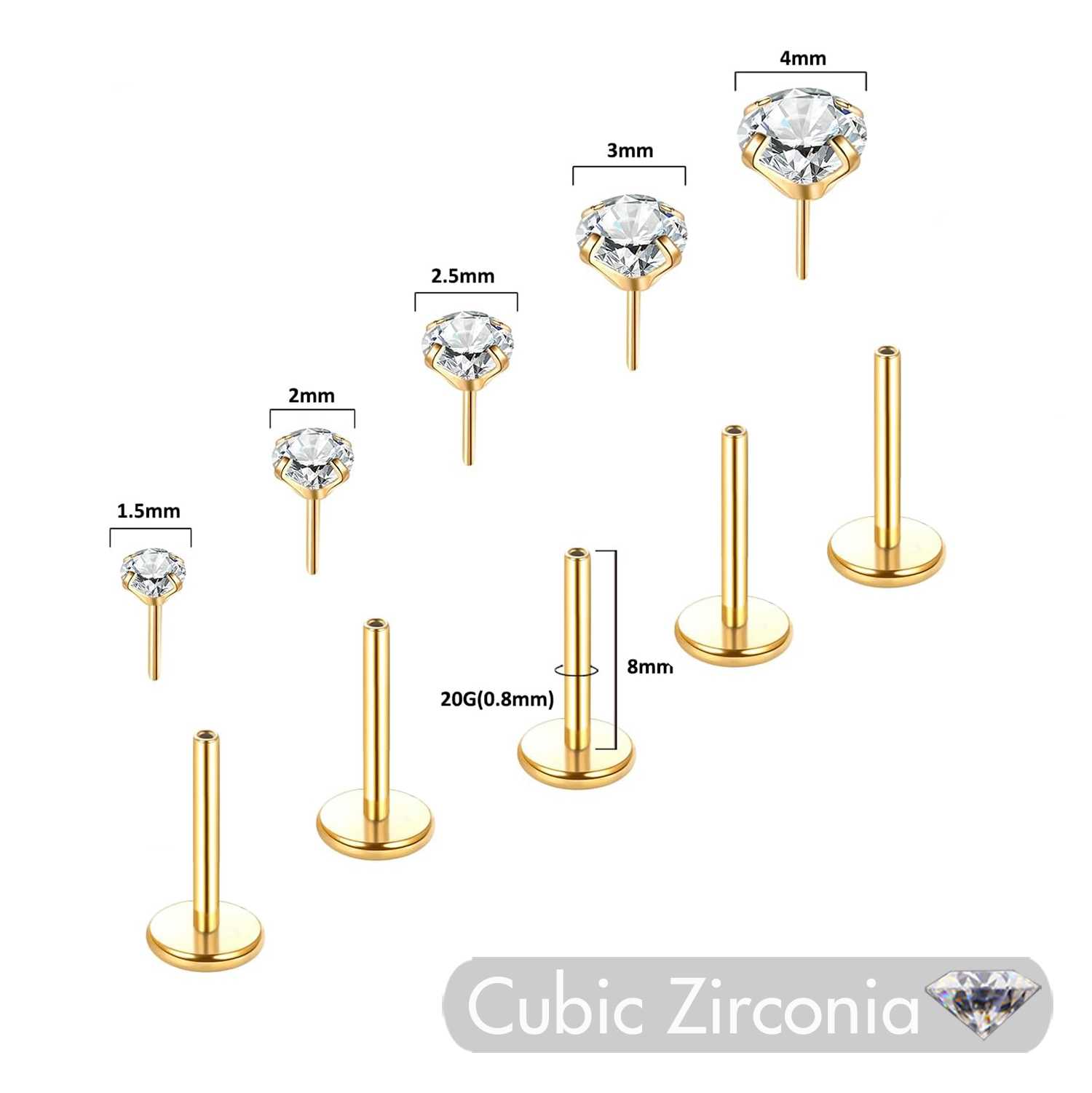 5Pcs Threadless Push In Ear No - Body Jewelry Threadless review and price