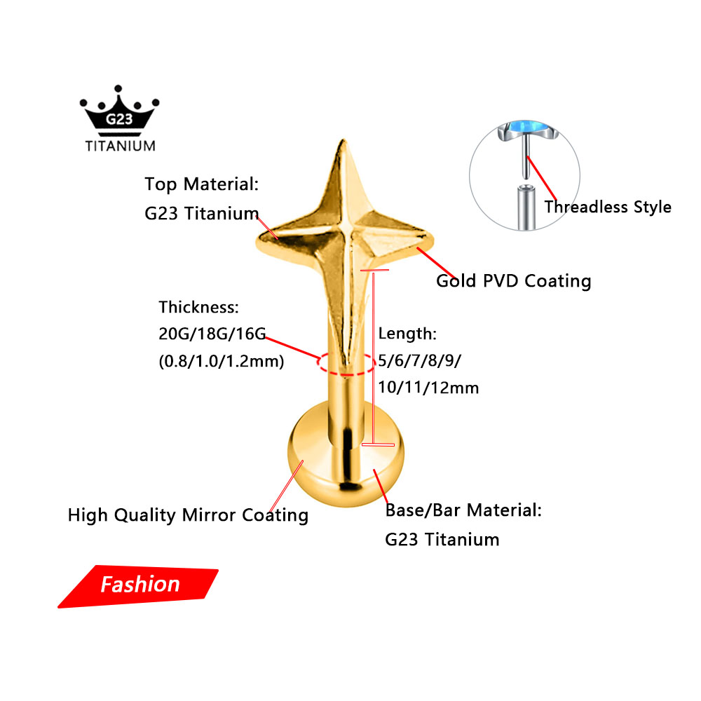 ASTM F136 G23 Titanium Star Cr - Body Jewelry Threadless review and price