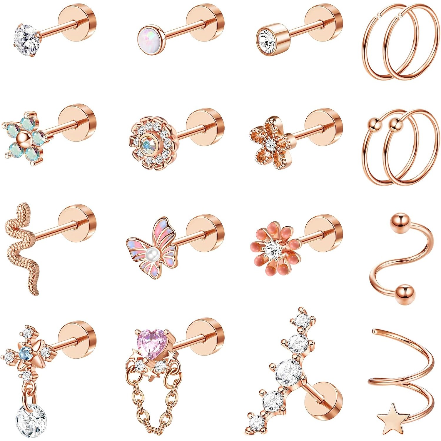 ORAZIO 18PCS Cartilage Stud Ea - Body Jewelry For Sensitive Skin review and price