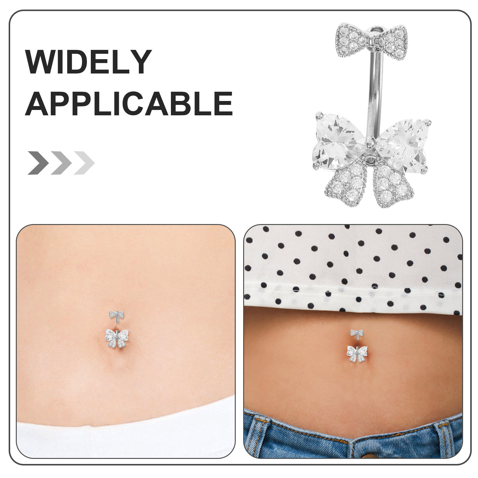 Stainless Steel Bow Belly Ring - Body Jewelry For Sensitive Skin review and price