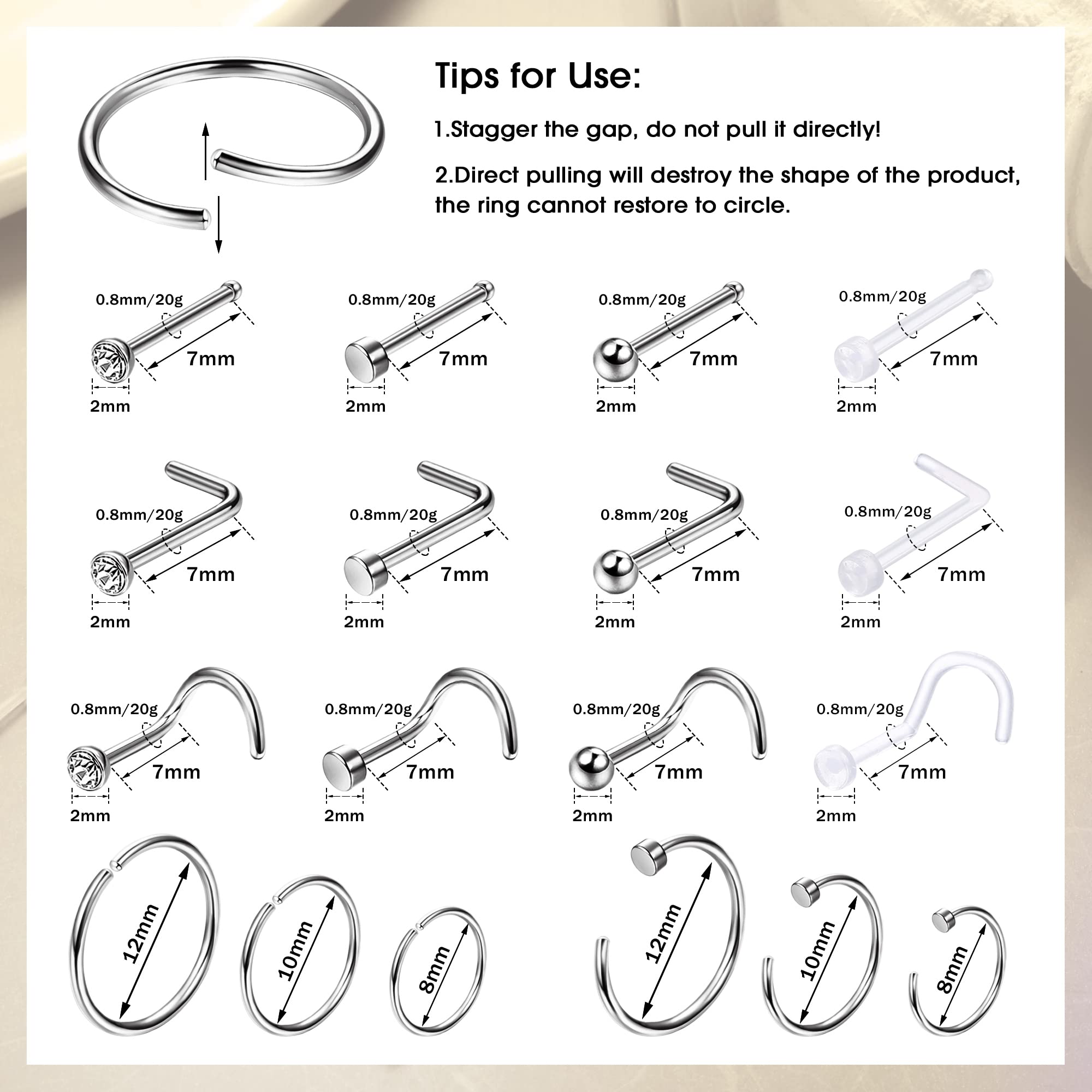 1PCS Hypoallergenic Nose Ring  - Body Jewelry For Sensitive Skin review and price