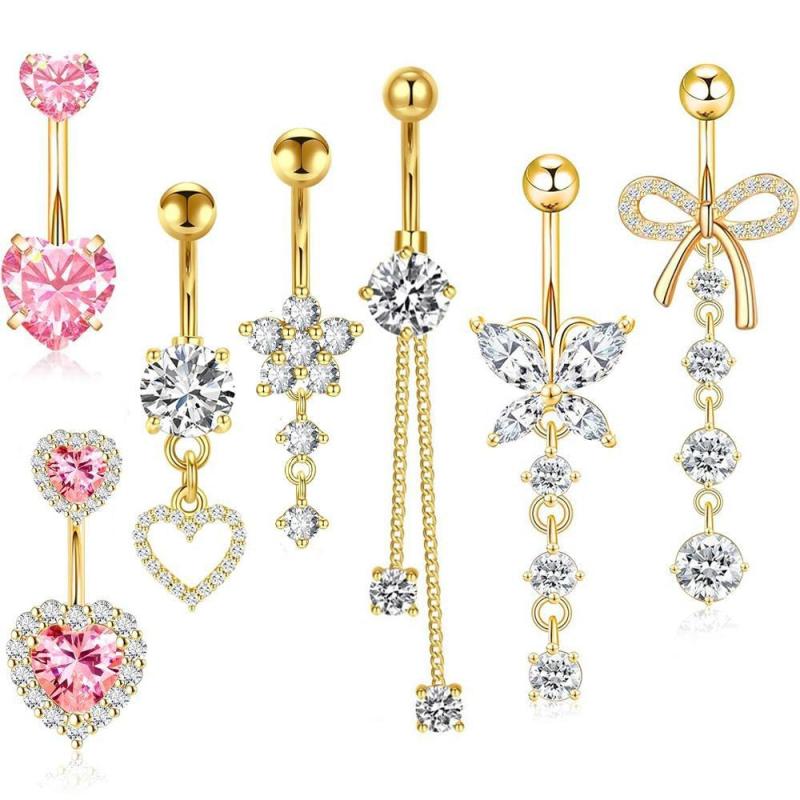[LA]1Pc Simple Heart Navel Rin - Body Jewelry La review and price