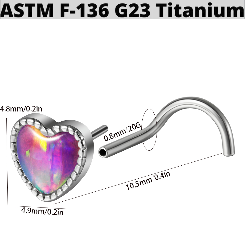 1PC Titanium Opal L Shape Nose - Body Jewelry Threadless review and price