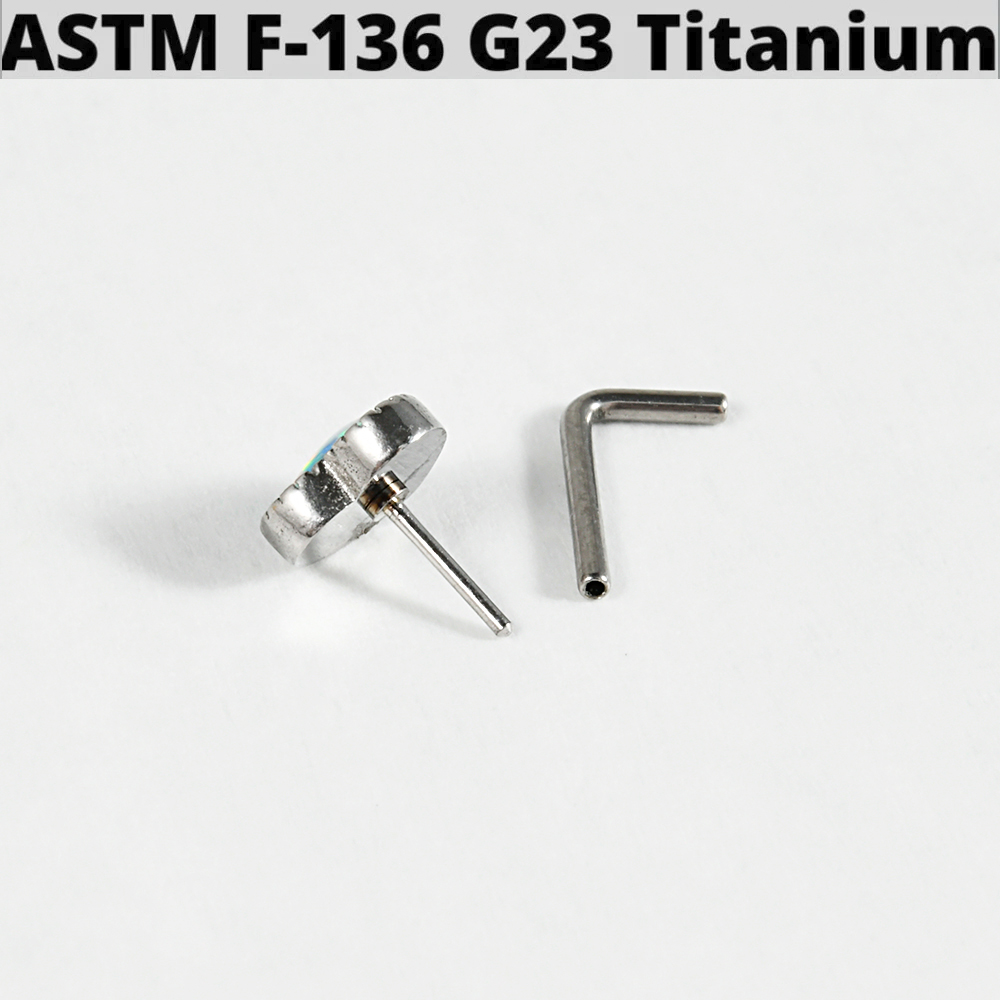 1PC Titanium Opal L Shape Nose - Body Jewelry Threadless review and price