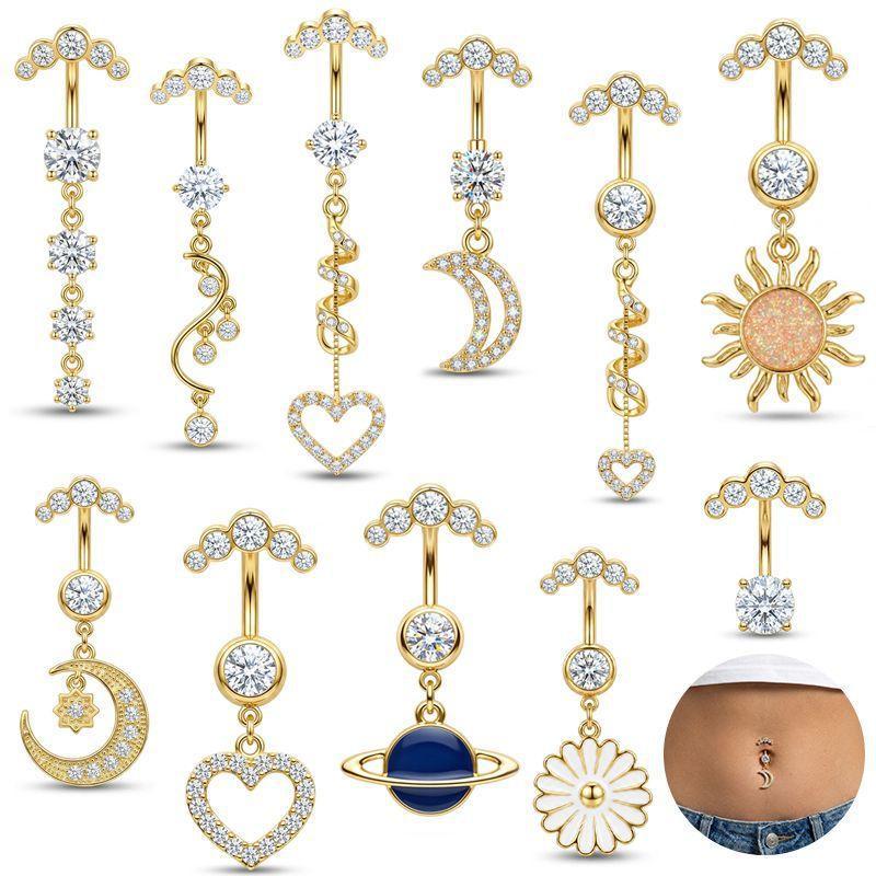 5 Pcs Stainless Steel Rhinesto - Body Jewelry For Sensitive Skin review and price