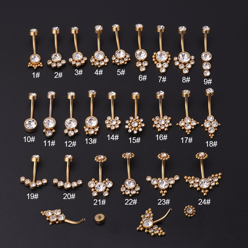 Zircon Golden Belly Button Rin - Body Jewelry Titanium review and price