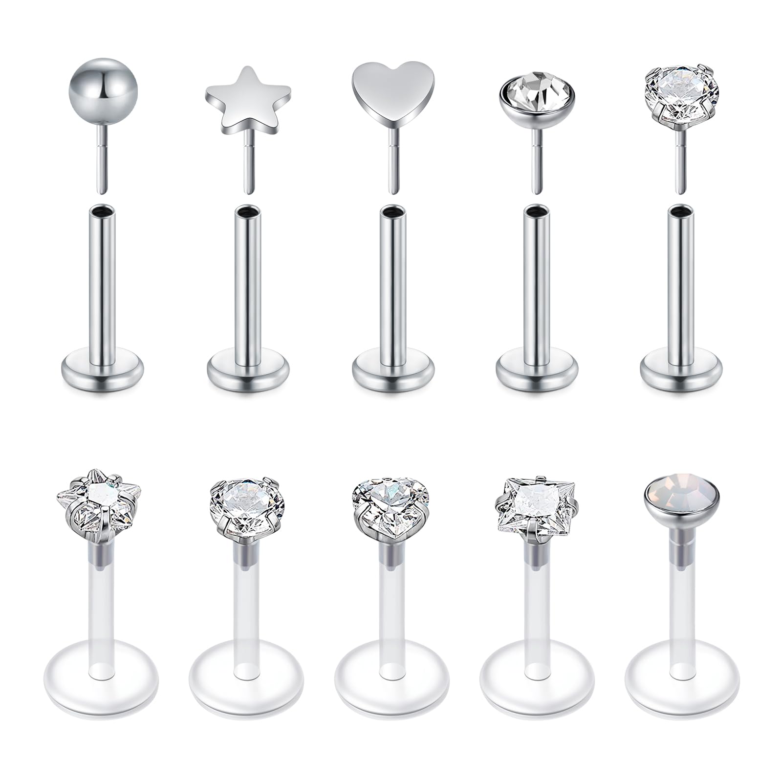 16G Push In Threadless Flat Ba - Body Jewelry Threadless review and price