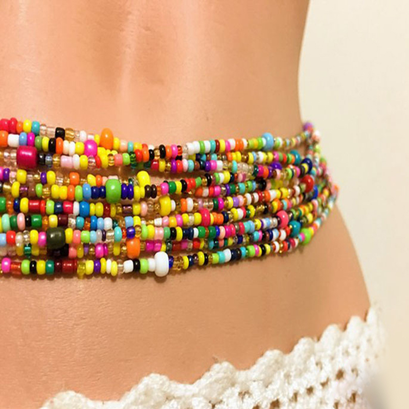 Women Layered Beaded Belly Cha - Body Jewelry Chains review and price