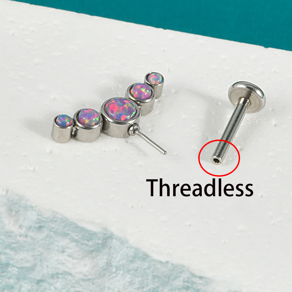 1PC Surgical Steel CZ Gem Opal - Body Jewelry Threadless review and price